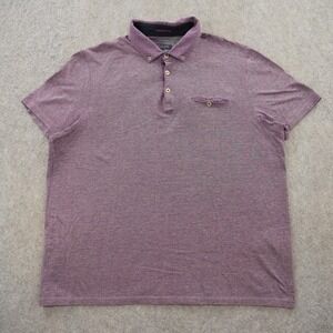 Ted Baker Polo Shirt Mens 2XL XXL Purple Short Sleeve Casual Button Pocket